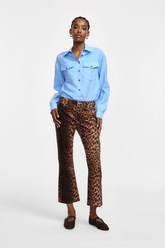 Flare trousers with animal print