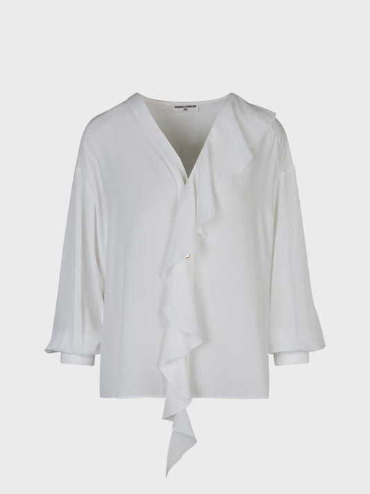 Blusa con scollo a V in georgette