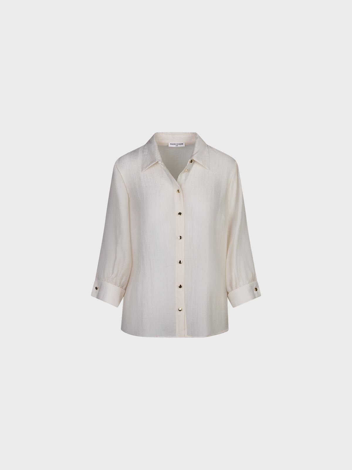 Camicia manica tre quarti aperta davanti in tencel