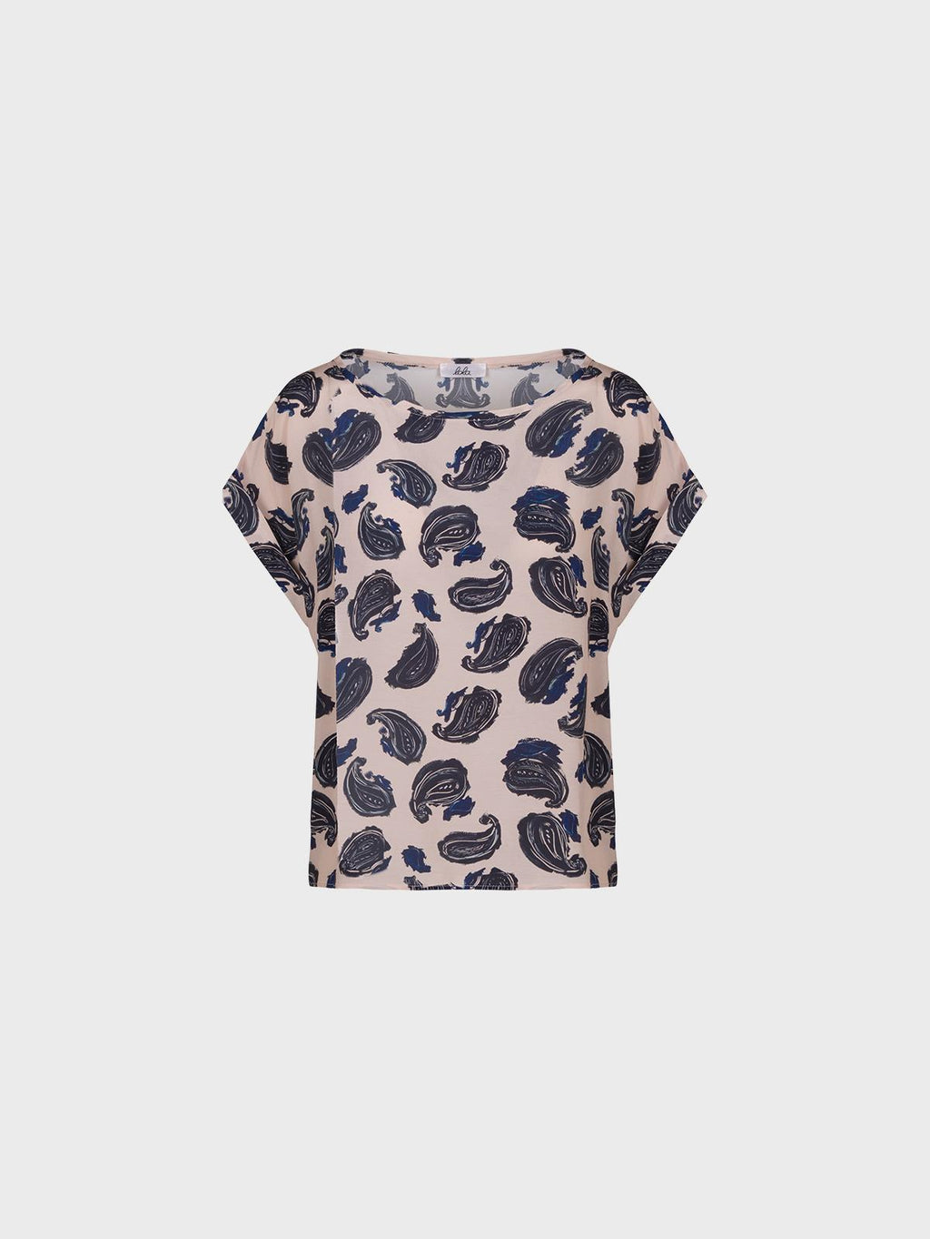 Blusa scollo barca in viscosa mezza manica,stampa paisley