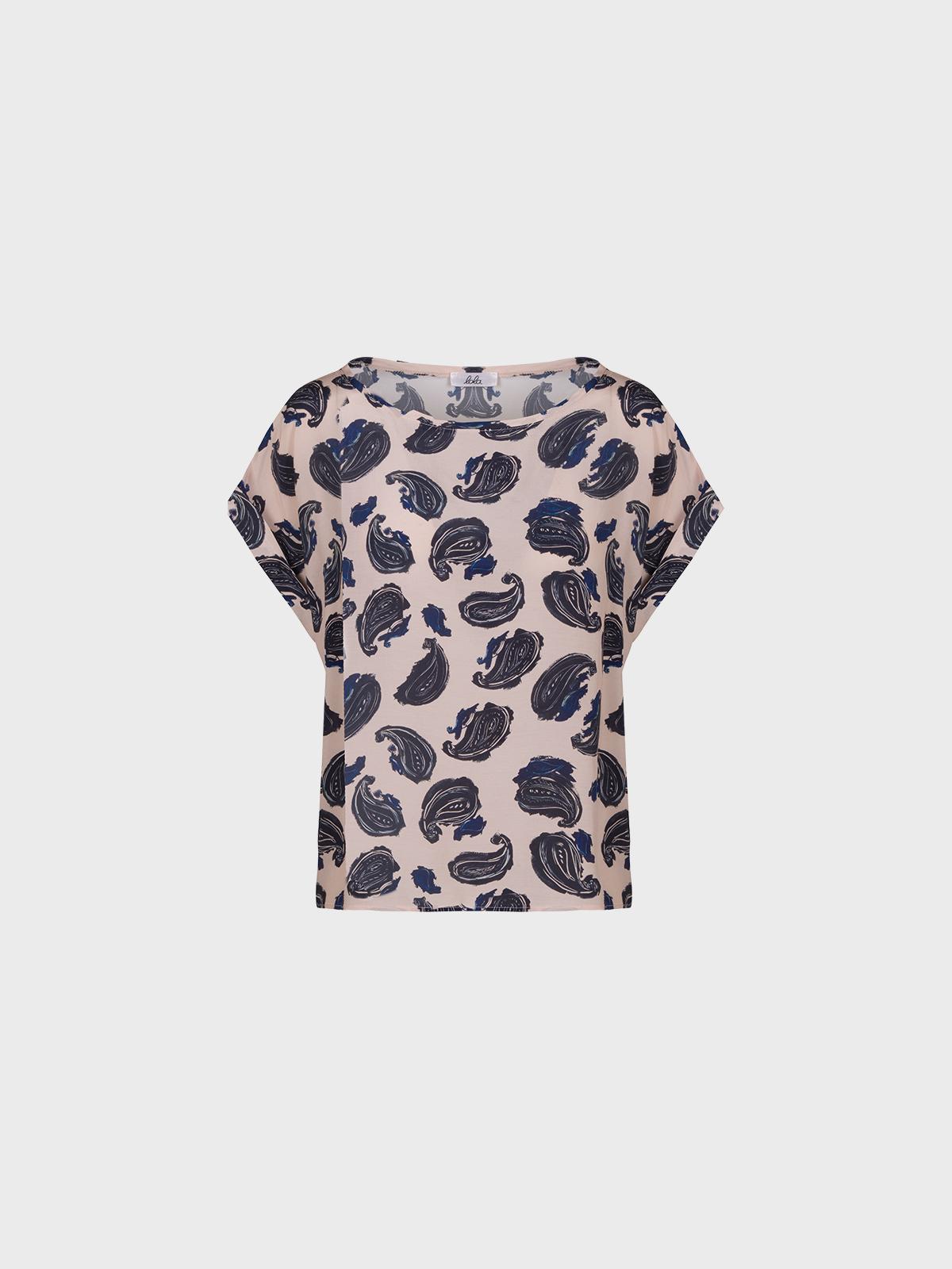 Blusa scollo barca in viscosa mezza manica,stampa paisley