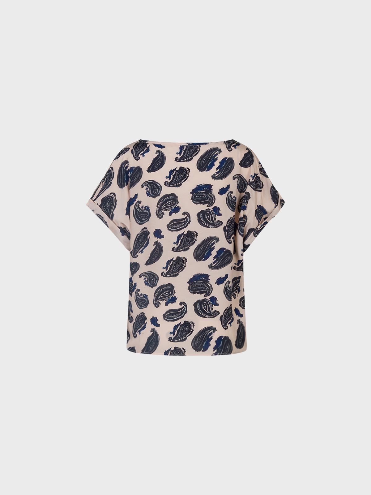 Blusa scollo barca in viscosa mezza manica,stampa paisley