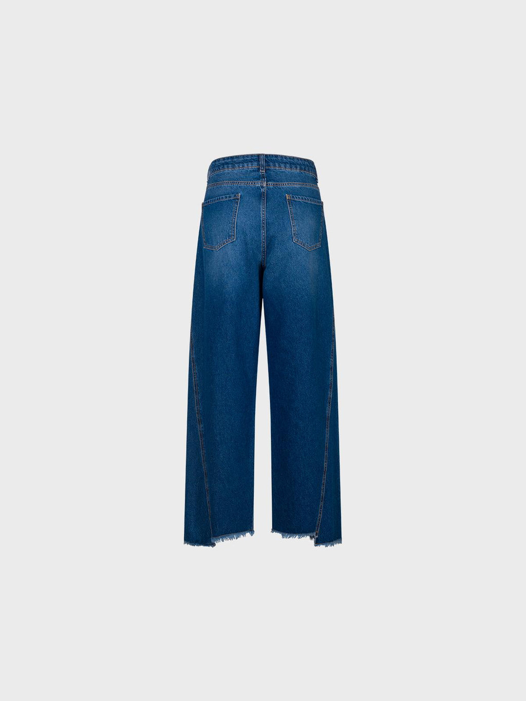 Pantalone in denim alla caviglia con frangette sul fondo