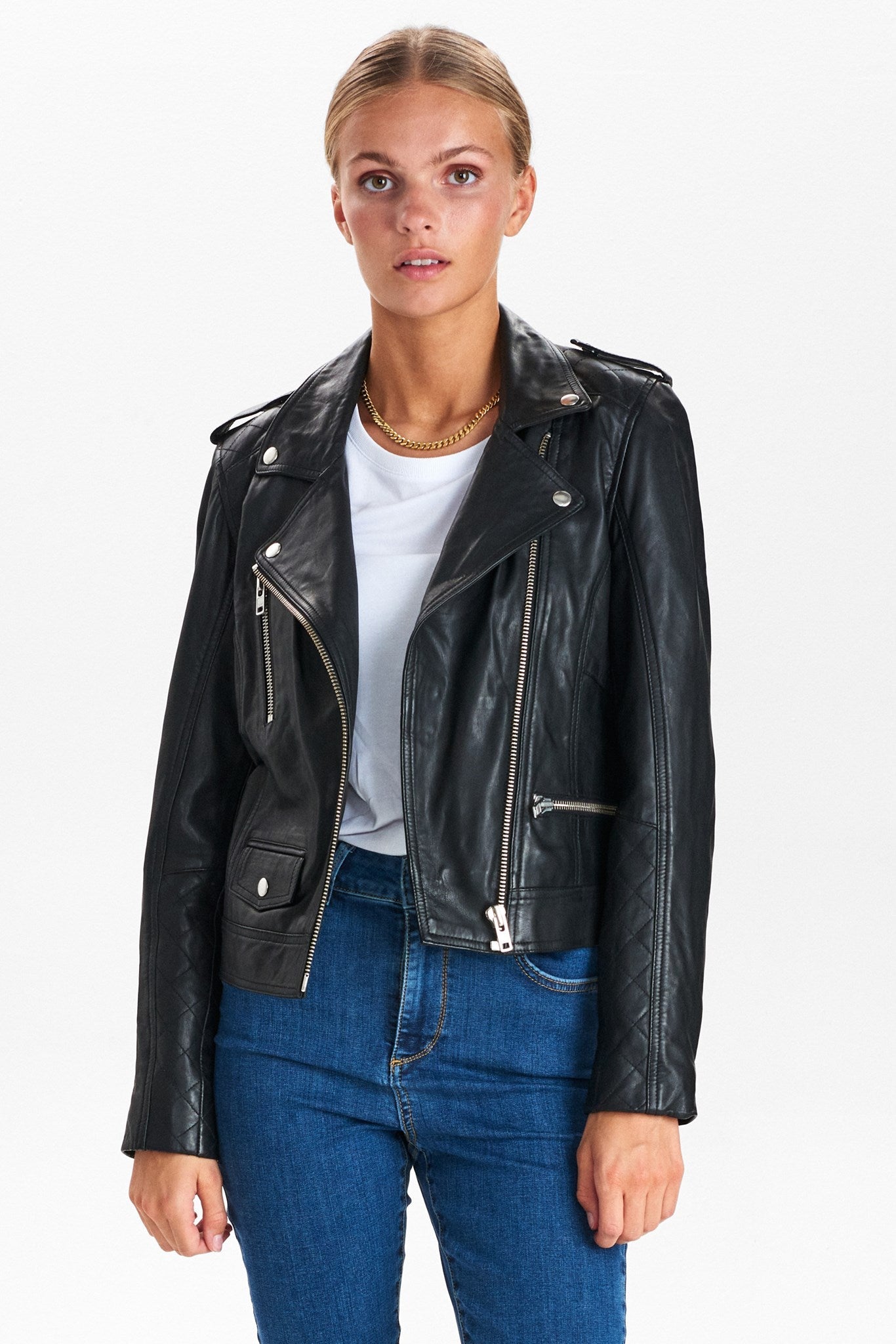 NUZANDRAS LEATHER JACKET-NOOS - Caviar