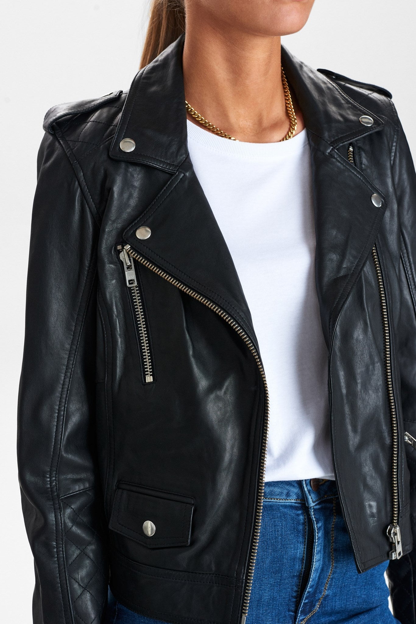NUZANDRAS LEATHER JACKET-NOOS - Caviar