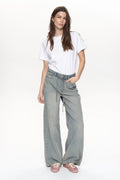 NUBROOKLYN - HR WIDE TINTED JEANS - Light Tinted Blue Denim
