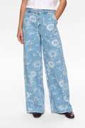 NUGISELLY HR WIDE JEANS - Light Blue Denim