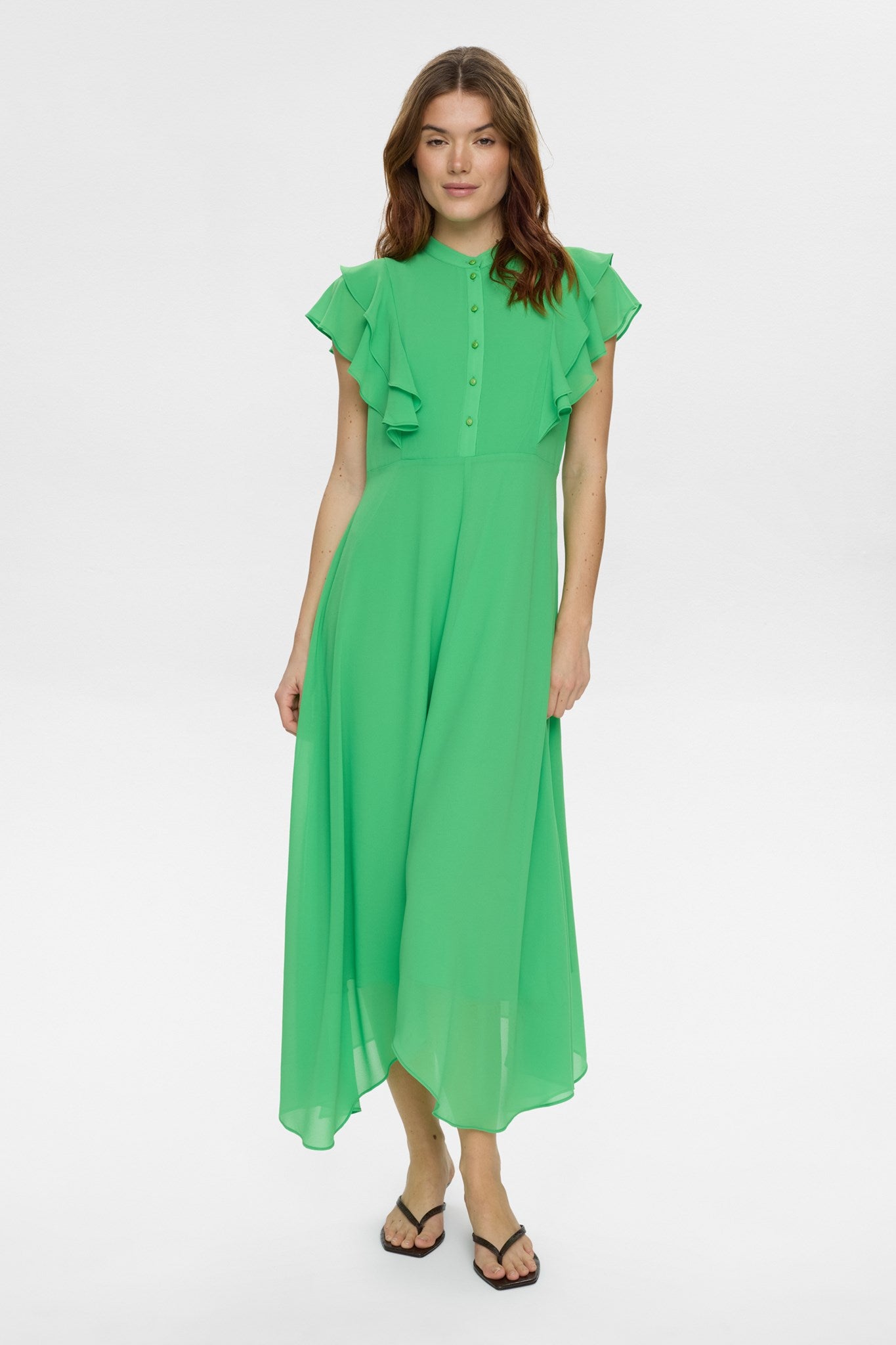 NUPARISA RUFFLE DRESS - Vibrant Green