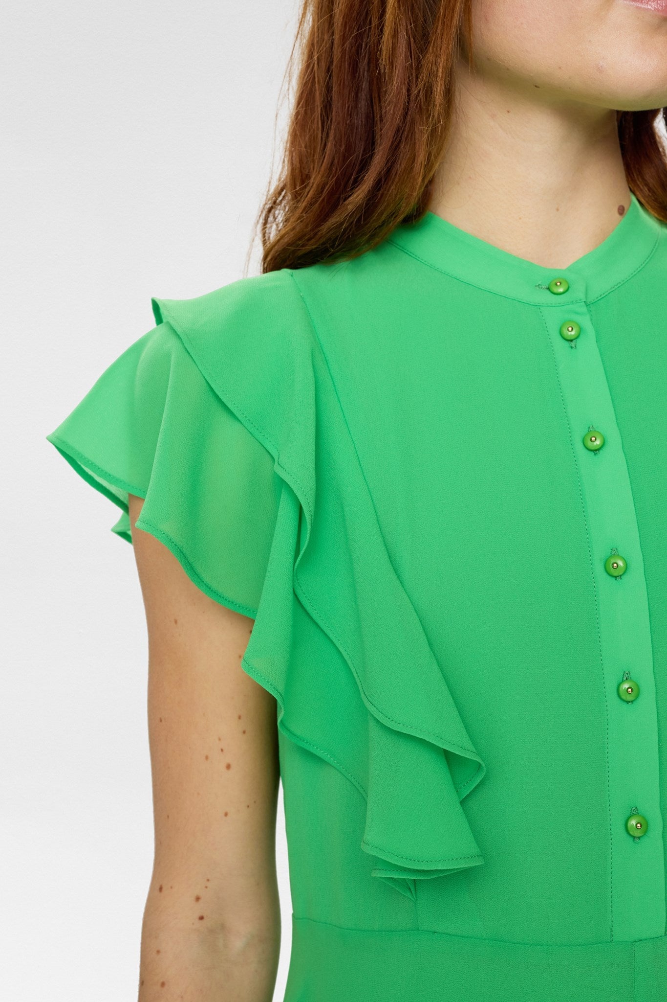 NUPARISA RUFFLE DRESS - Vibrant Green