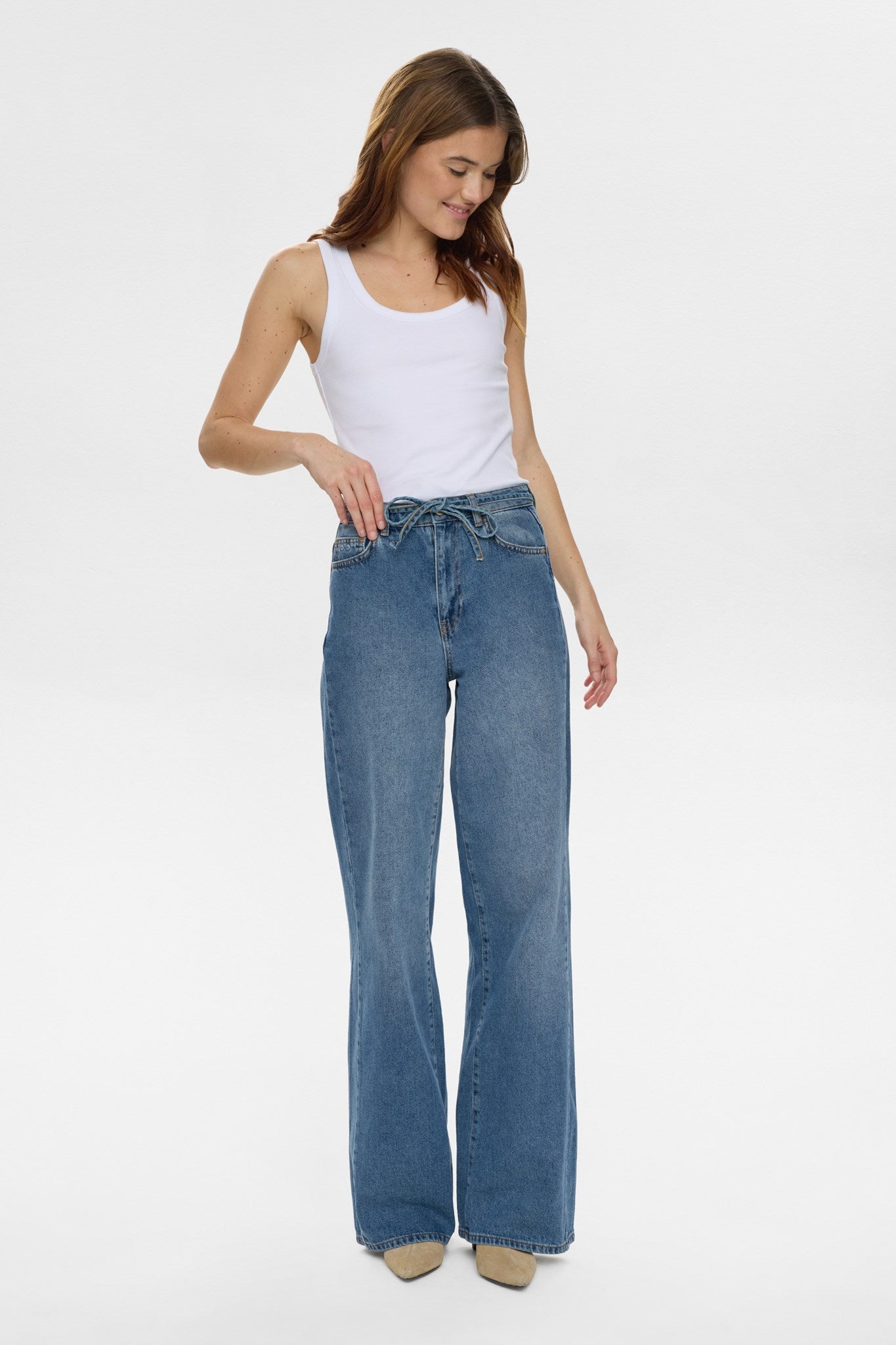 NUBROOKLYN HR WIDE JEANS - P3013 - Medium Blue Denim