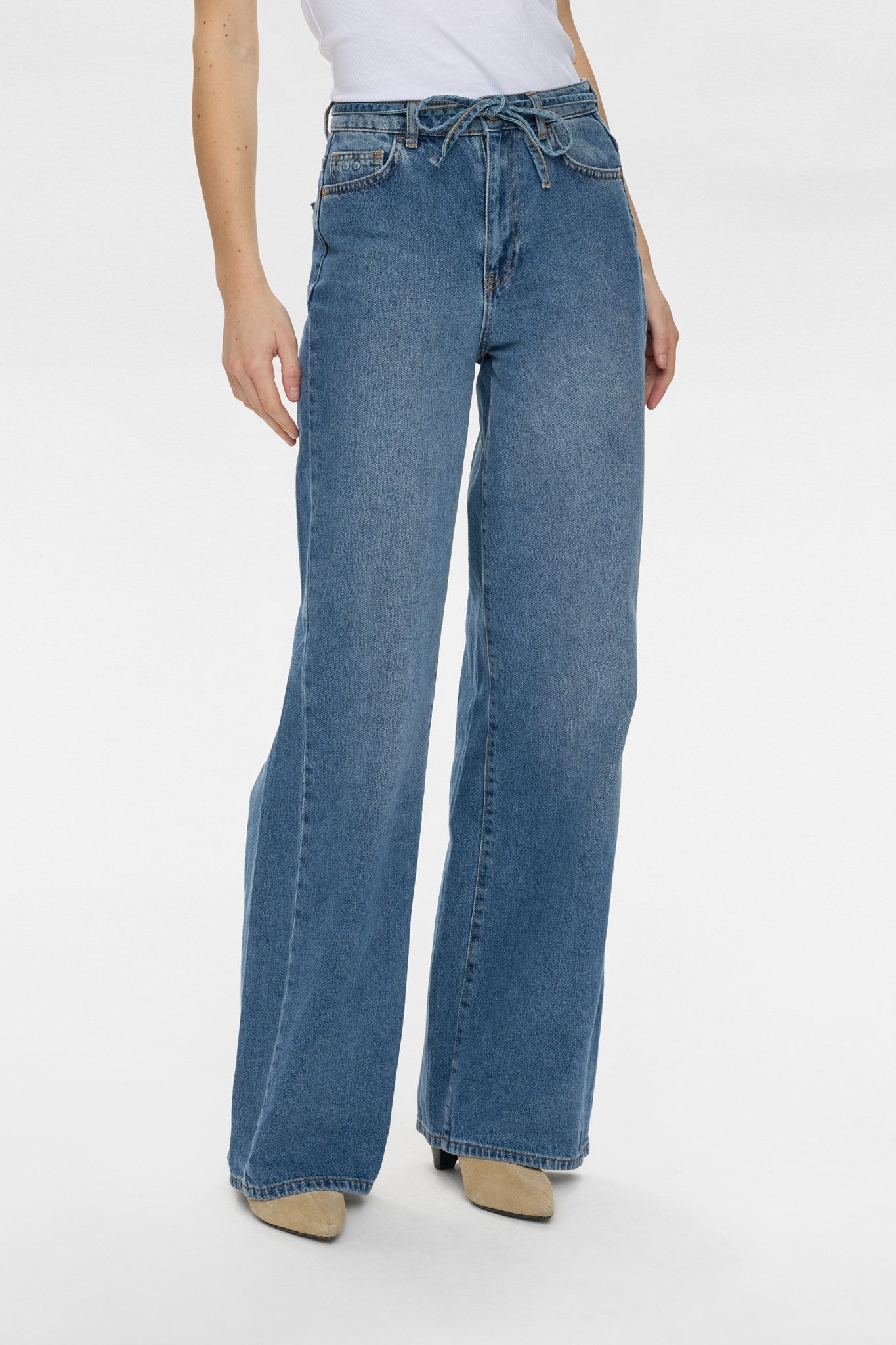 NUBROOKLYN HR WIDE JEANS - P3013 - Medium Blue Denim