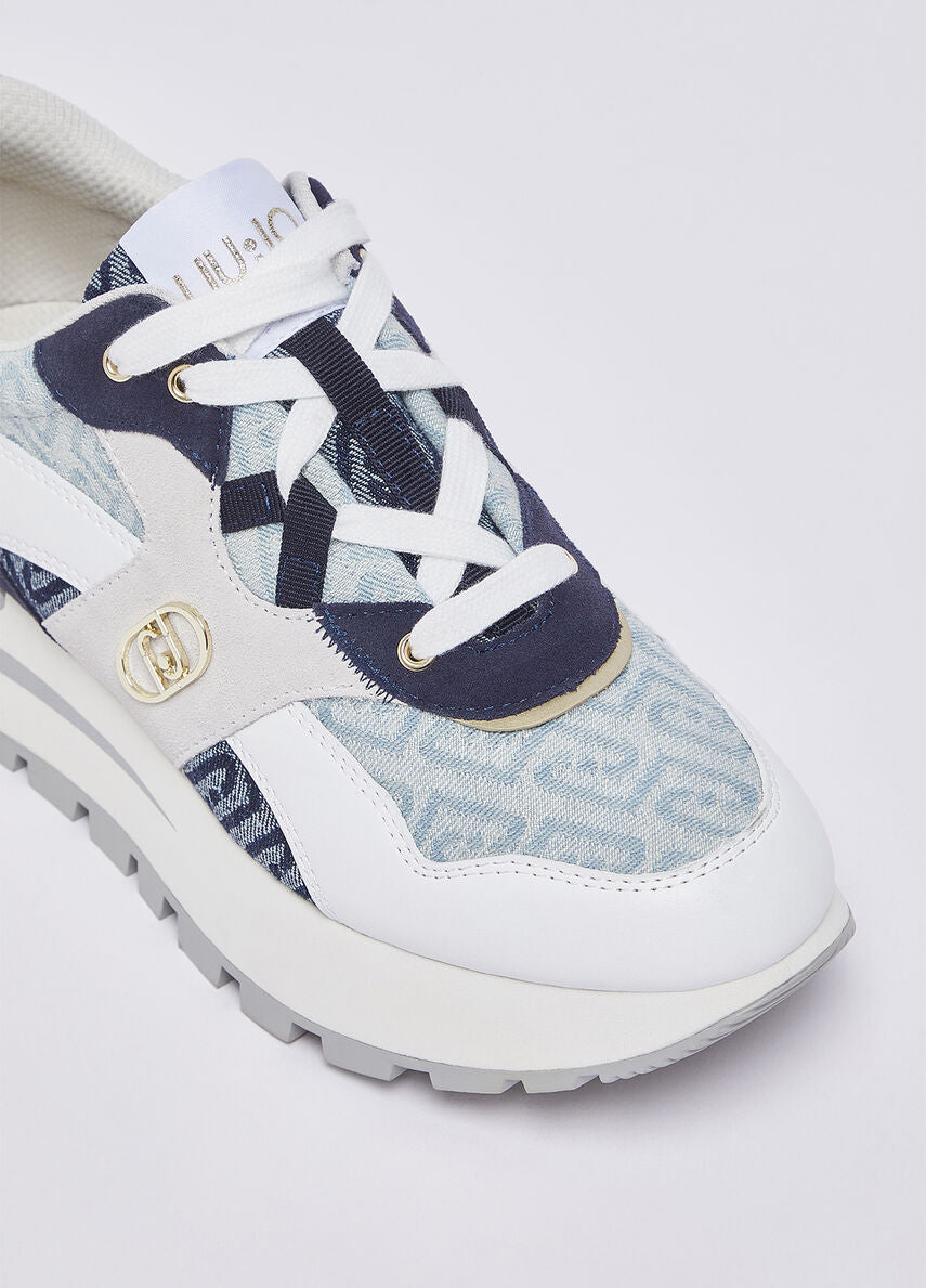 Denim jacquard platform sneakers