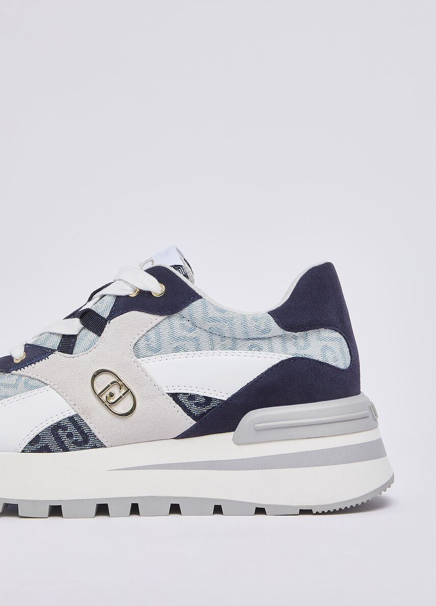 Denim jacquard platform sneakers