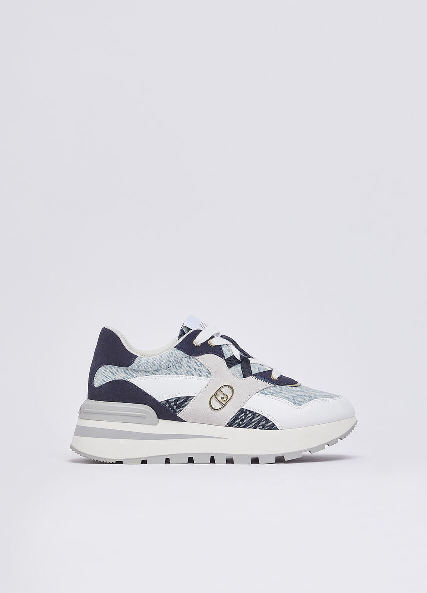 Denim jacquard platform sneakers