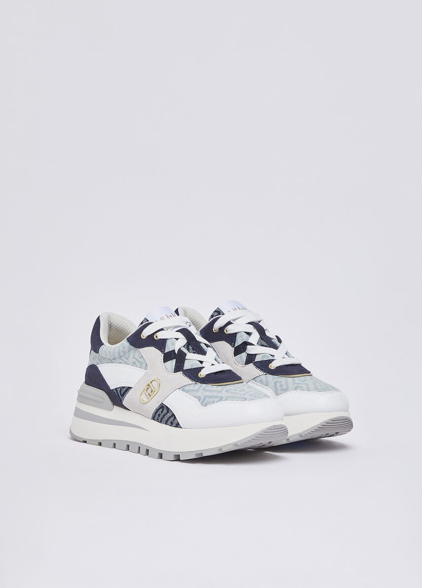 Denim jacquard platform sneakers
