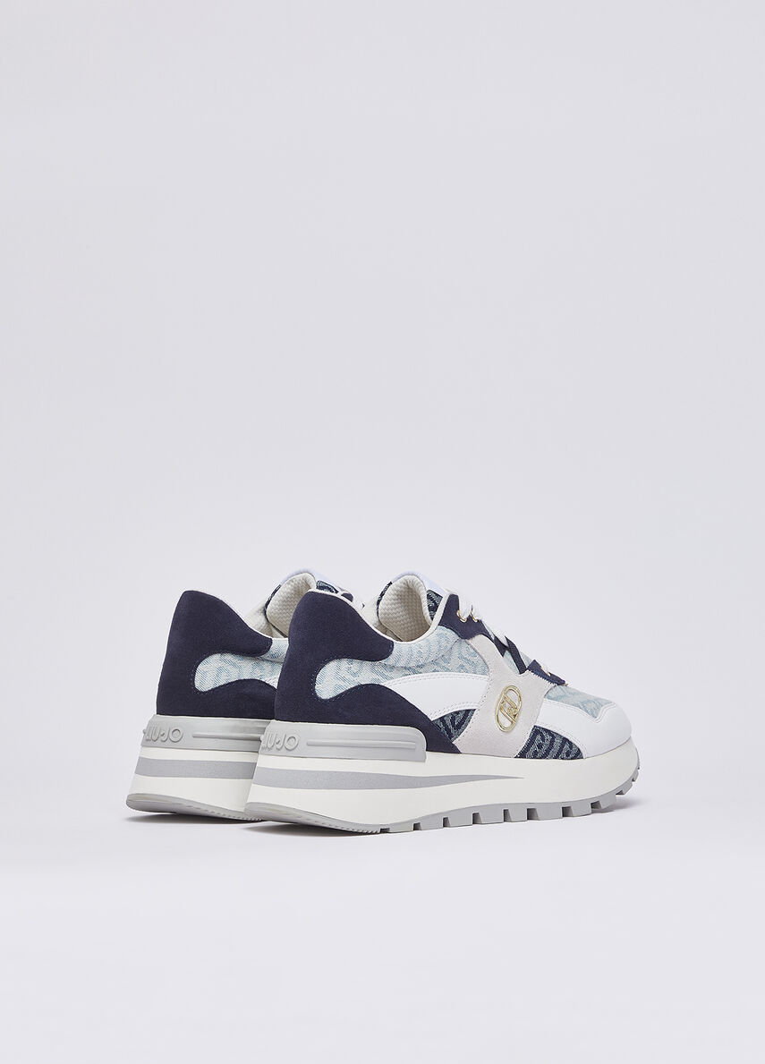 Denim jacquard platform sneakers
