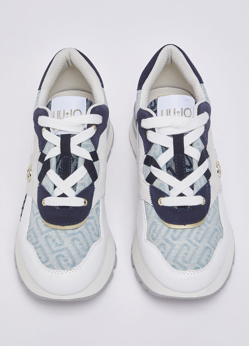 Denim jacquard platform sneakers