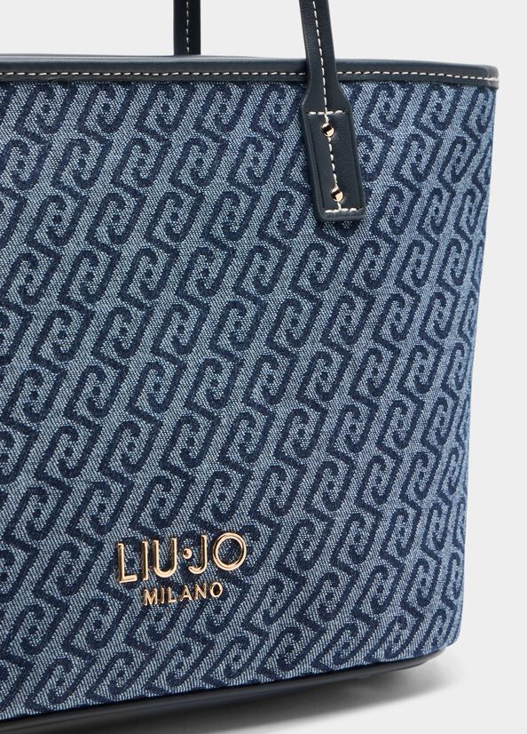 Jacquard denim tote bag