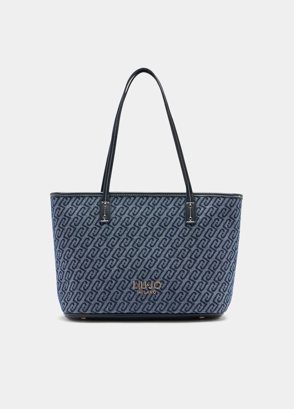 Jacquard denim tote bag