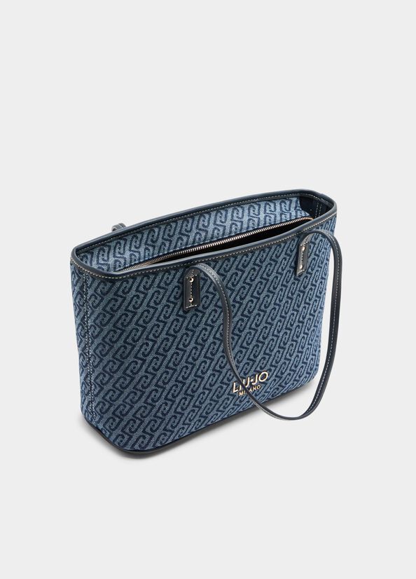 Jacquard denim tote bag