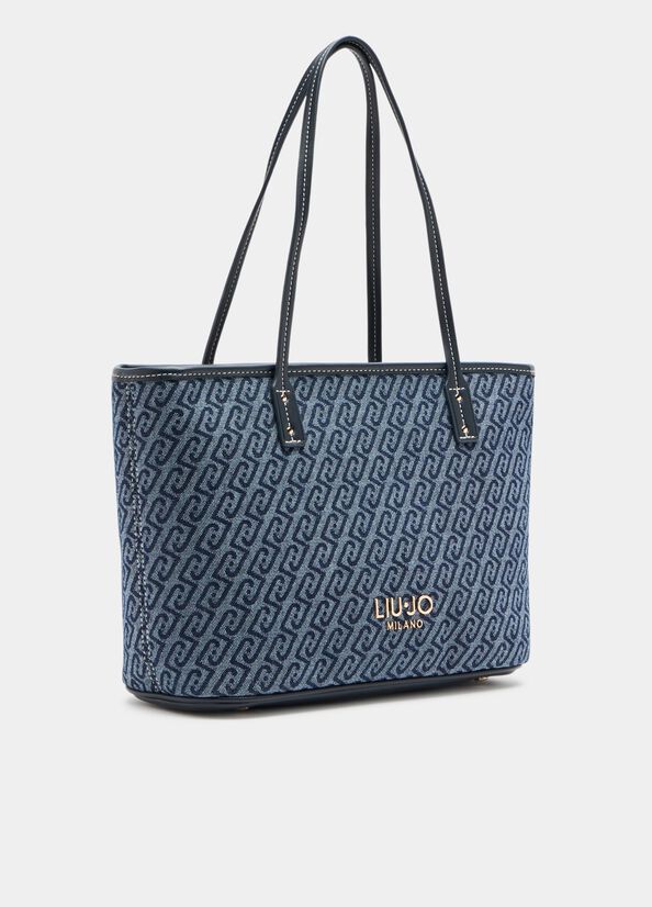 Jacquard denim tote bag