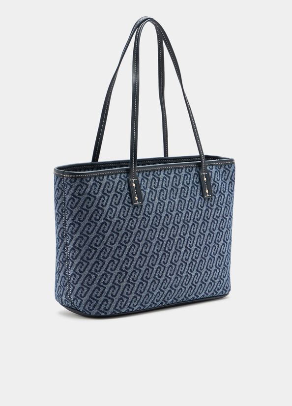 Jacquard denim tote bag