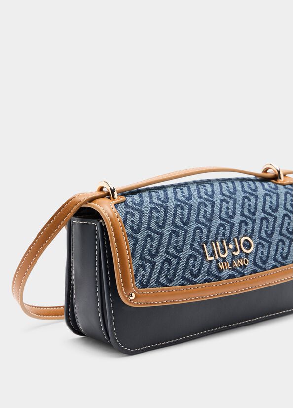 Small jacquard denim crossbody bag