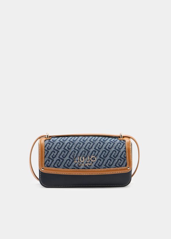 Small jacquard denim crossbody bag