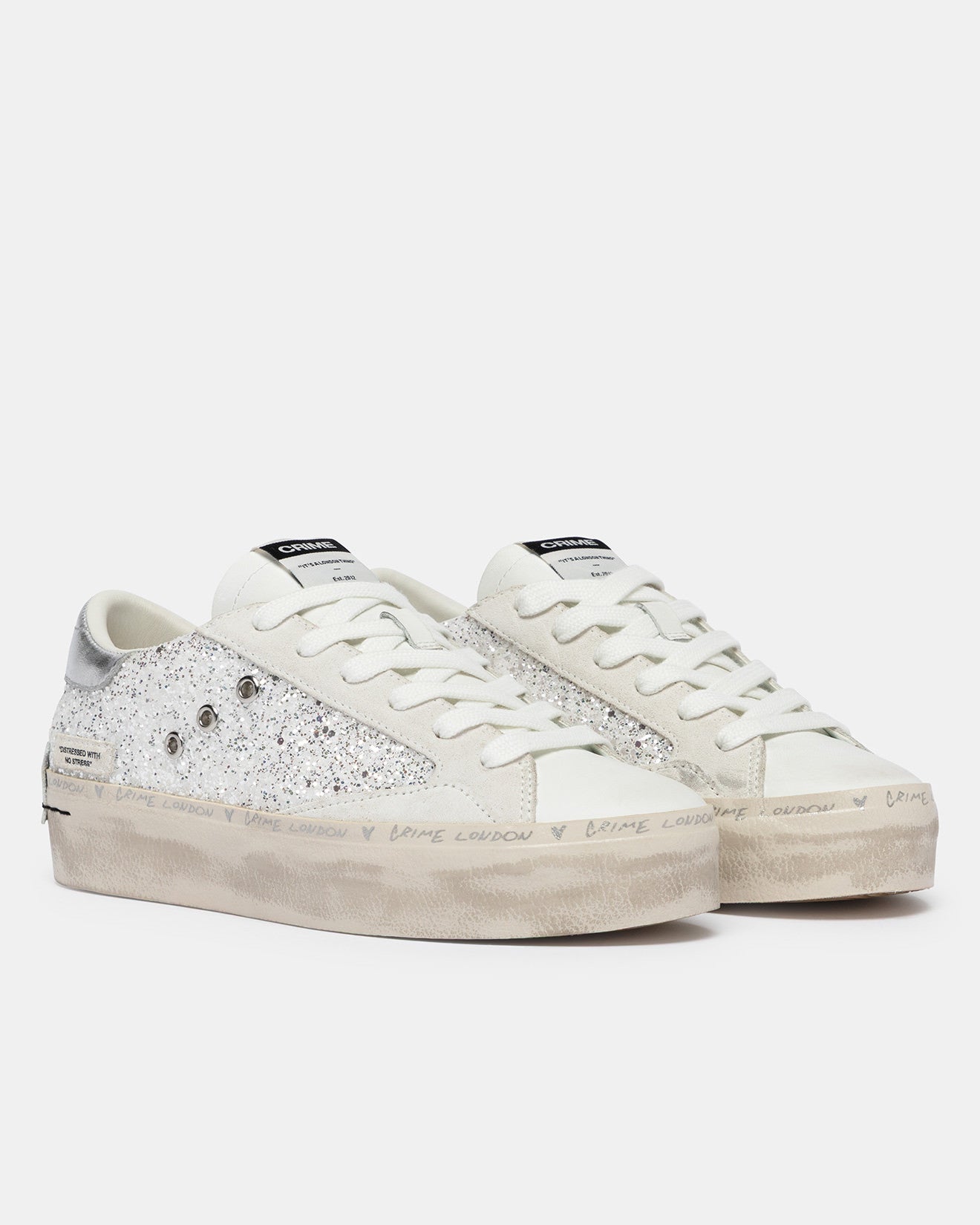 CRIME LONDON: DISTRESSED PLATFORM SILVER DUST